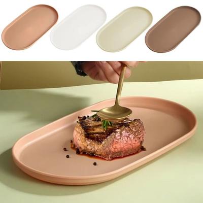 1Pcs Oval Shaped Dessert Tray Smooth Edge Food Serving Tray Durable Fruit Plate for Home Kitchen