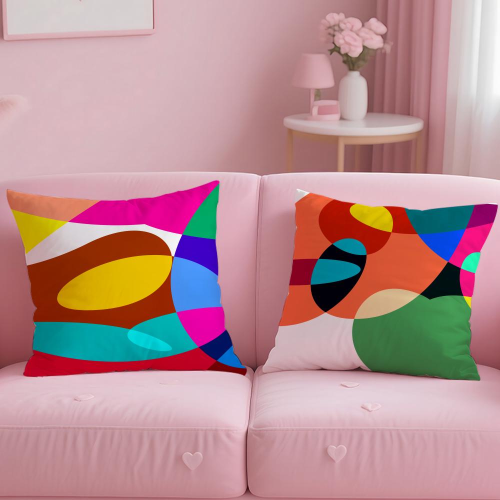 Art Theme Abstract Curve Colors Cushion Cover Soft  EasyWash Pillow Case  Versatile for Couch Bed Travel and Office