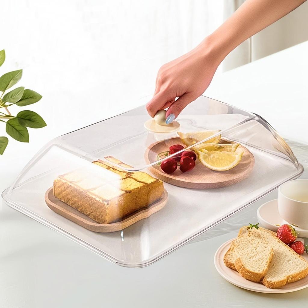 WORTHBUY Reusable Plastic Food Cover Clear Dustproof&Insect Food Fresh-keeping Cover Protective Lid Kitchen Storage Accessories