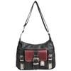 Retro Vintage Y2K Leder Motorradtasche: Damen 2025 Colorblock Schulter Crossbody