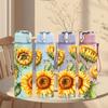 1PC Sunflower Boho Farm Floral Pattern 750ml Color Plastic Sports Water Bottle Leakproof Flip Straw Lid Suitable for Sports Office Home Use
