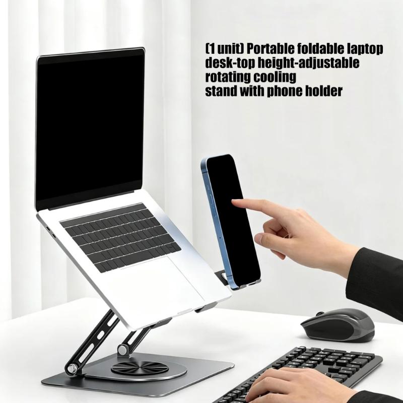 Portable Foldable Laptop Stand With 360 Degree Rotations And Double Axises Height Adjustment For 11 To 17.3Inch Devices