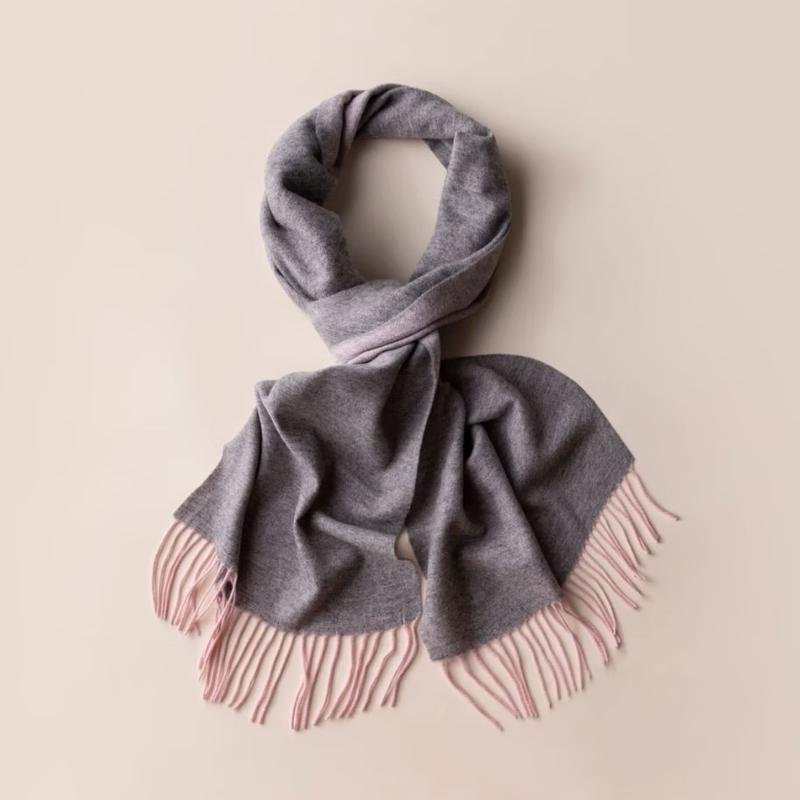 

Women s Grey Long Tassel Wool Scarf