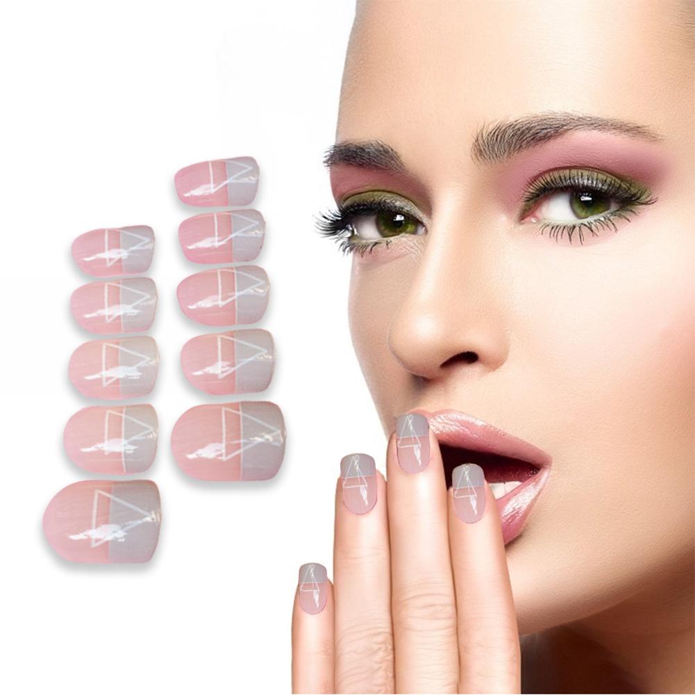 Buy 24pcs French Style Triangle Fake Nails Artificial Nails False Nails