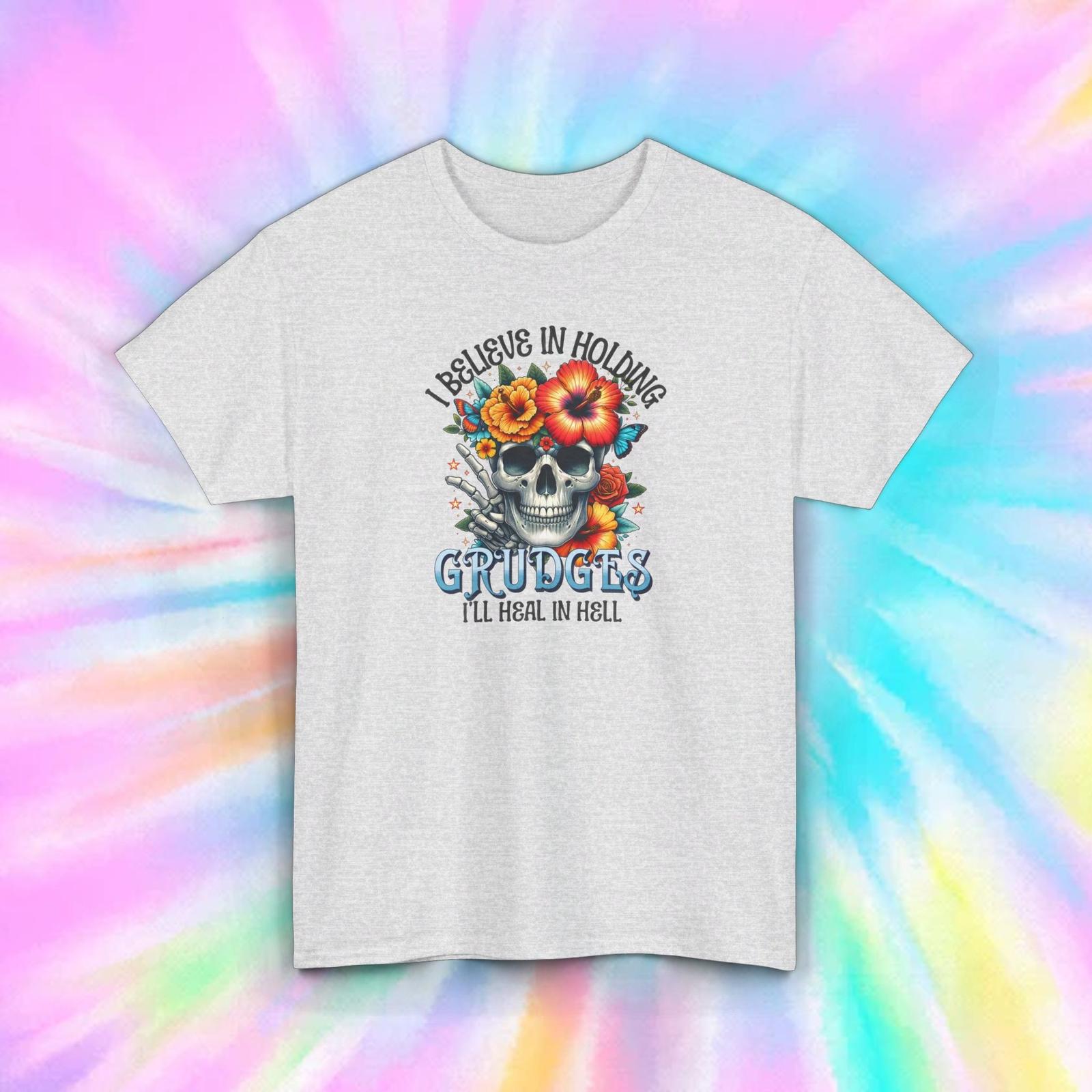 Holding Grudges Shirt | Skull and Flowers Graphic Tee | Dark Humor XXL