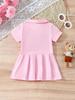 Baby Girls Short Sleeve Pink Dress, Summer Casual Dresses for Toddler Birthday Party Daily Wear, Age 3M–2Y