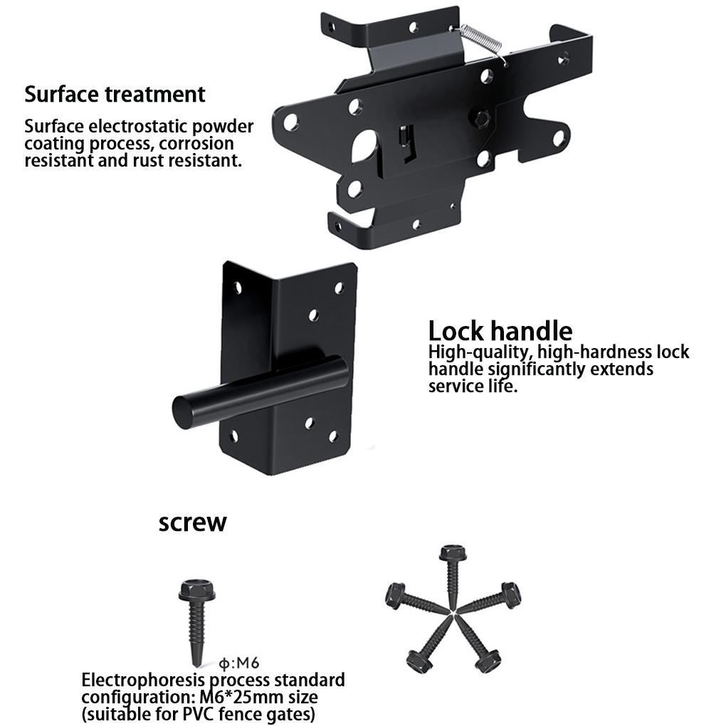 Quick Pin Door Bolt Automatic Latch Gate Lock Post Mount Bolts Heavy Duty Spring Steel Gravity Locking For Outdoor Fence Posts