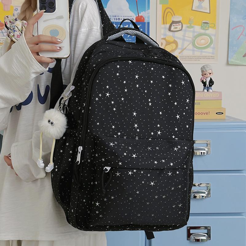 Schoolbag Korean Ins College Wind Star Backpack Women's Large Capacity High School Student Lightweight School Bag New Middle School Student Backpack