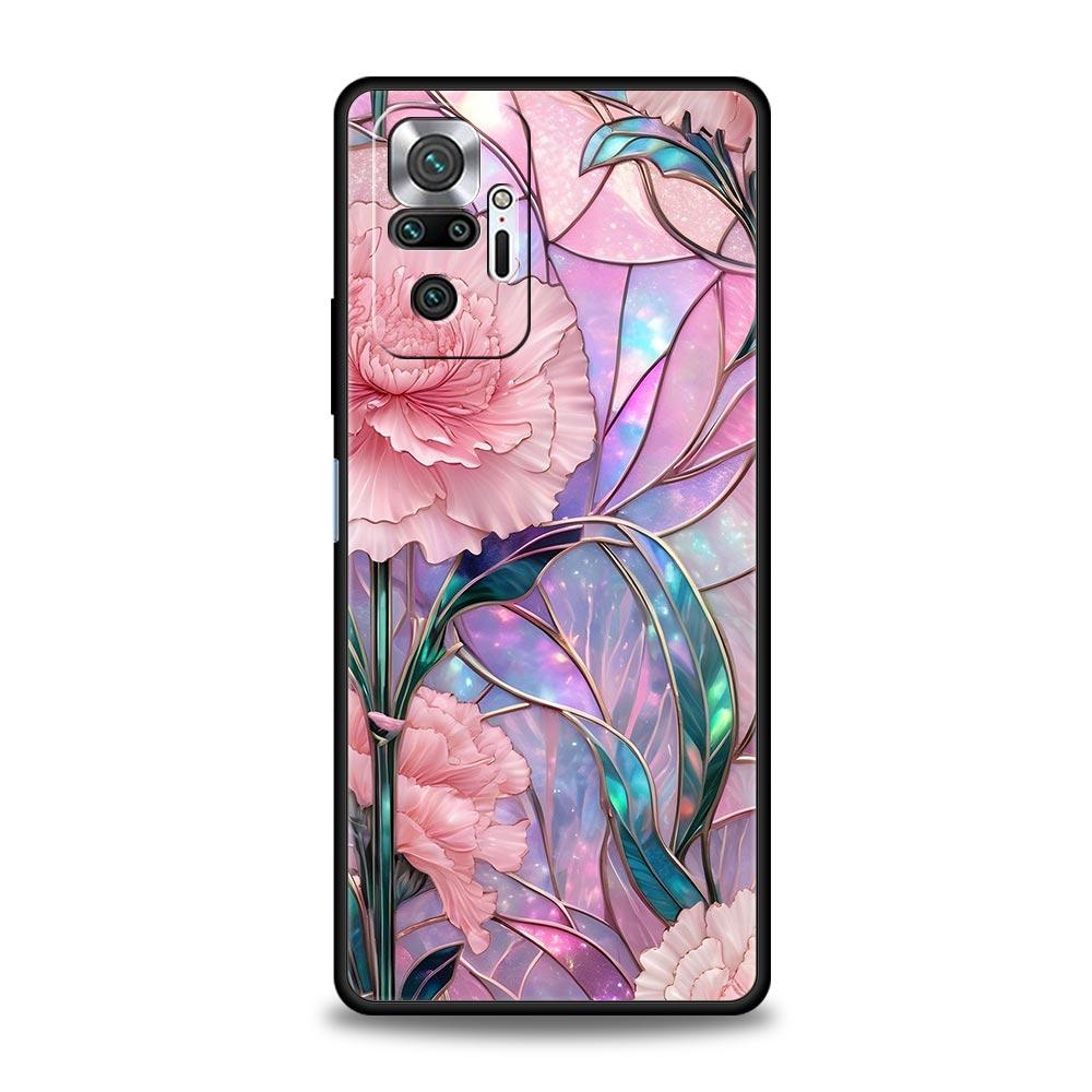 Fashion Flower Pattern Phone Case For Xiaomi Redmi Note 14 13 5G 10 11 12 Pro Plus 4G 14C 13C 12C 10C Black Cover