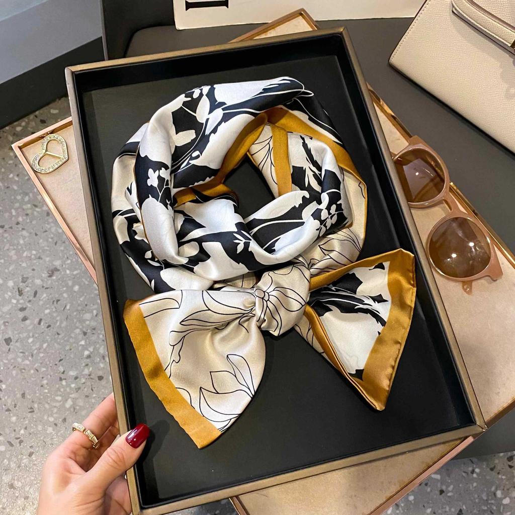 Small Silk Scarf Women's Spring and Autumn Thin Korean Version Versatile Thin and Narrow Long Scarf Tied Hair Temperament Square Scarf with Suit Shirt