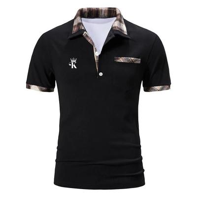 New Summer Muscle Men Short Sleeve Lapel Print POLO Shirt Sports Slim-fit