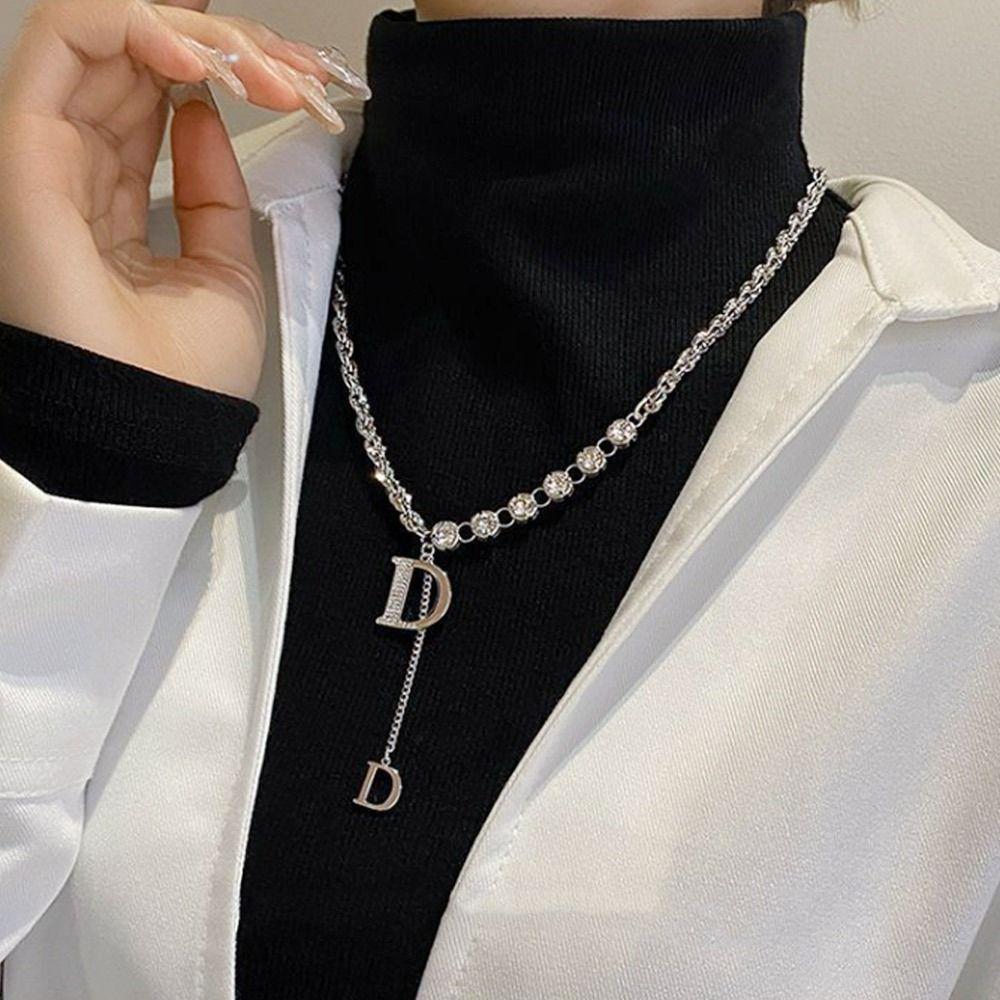 Micro Setting Sweater Chain Design Sense Clothing Pendant Winter Collar Decoration  Party