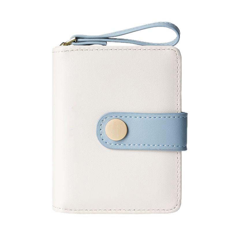 Women’s Colorblock Short Folding Wallet with Buckle – Compact & Stylish for Students