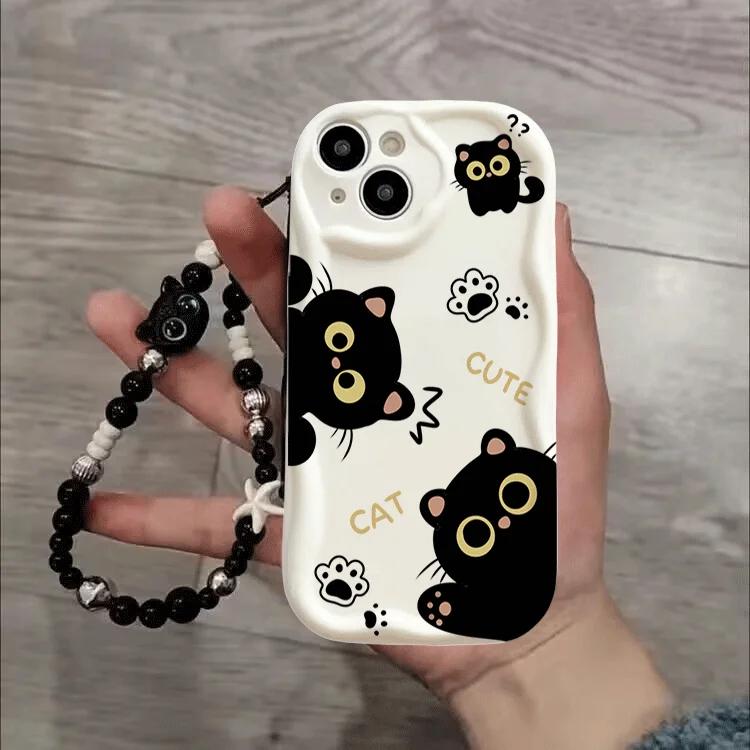 Cute Mirror Cat Lanyard Case For Motorola Moto Edge 50 Fusion Pro Ultra G84 G14 G75 G35 G05 G15 G22 G30 G24 G54 G34 E13 E22 G35