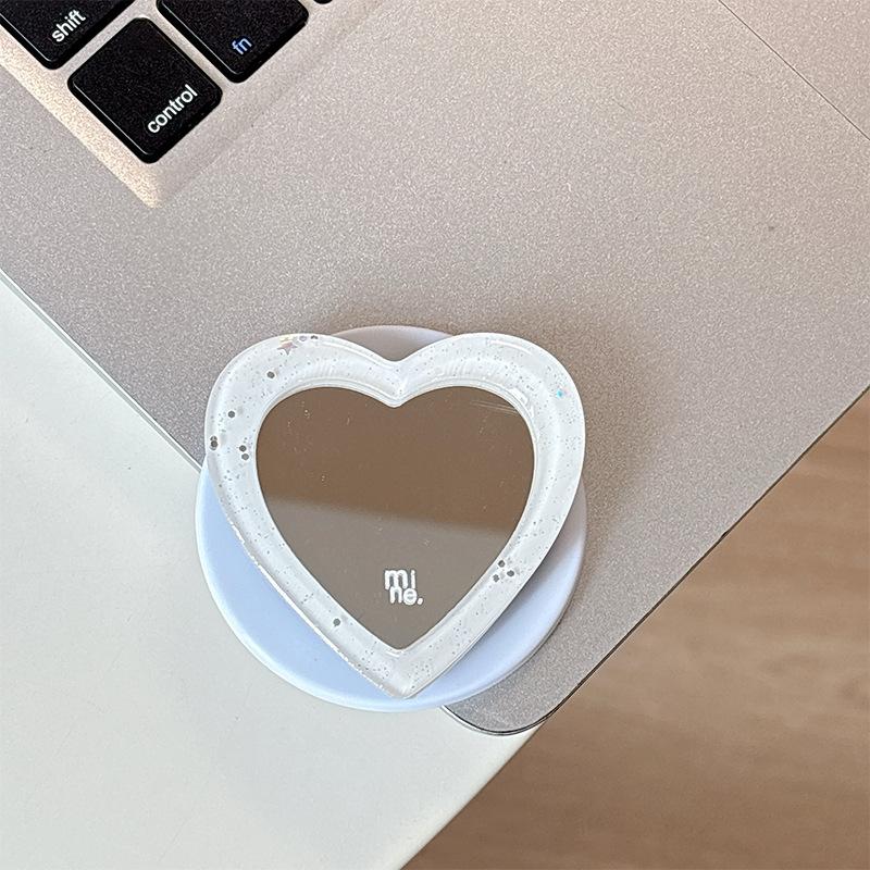 

Glitter Love Mirror Solid Color Simple Telescopic Desktop Phone Airbag Bracket Magnetic Paste Ring