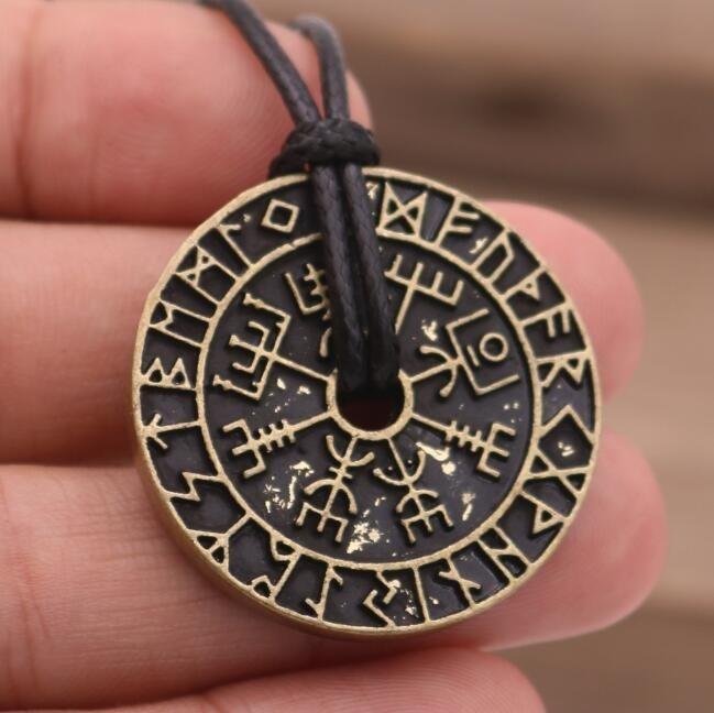 Norse Vikings Odin 's Runes Necklaces Pendants Thor Axe Destiny Wolf Supernatural Moon Pentagram For Men Jewelry Gift