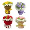 Crochet Rose Flower Bouquet Decoration Handmade Knitting Floral Ornament Finished Hand Woven Flower Table