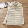 Women's Lightweight Korean Style Padded Down Sleeveless Vest - Short Stand Collar, Plus Size Trendy Outerwear