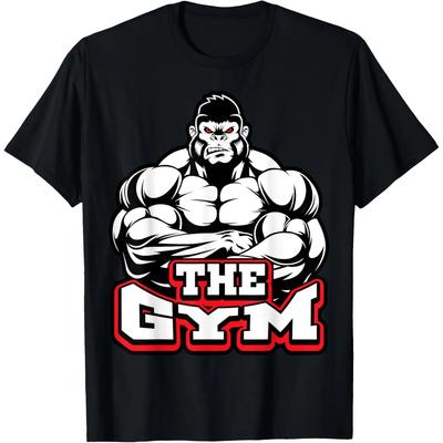 Gorilla Men Cotton TShirt Gym Fitness Muscle Black Cool Athletic Casual Hipster
