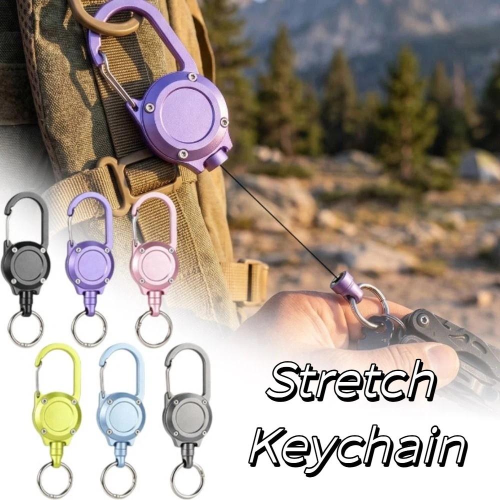 Aluminum Zinc Zinc Alloy Retractable Keychain Steel Cable Retractable Key Holder Fishing