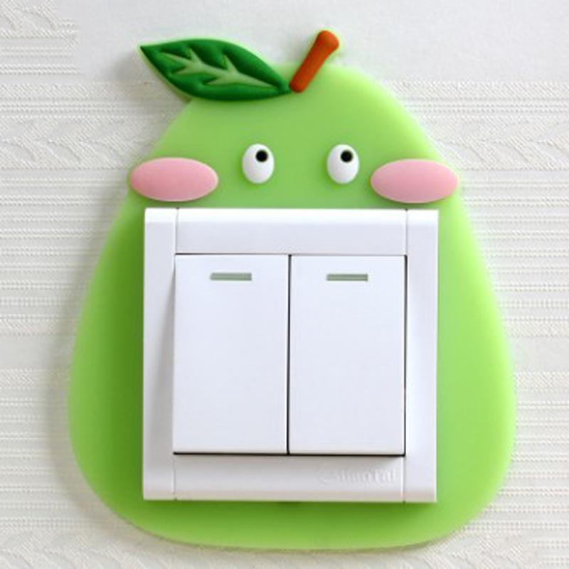 3D Switch Stickers Silicone Wall Sticker Luminous Cactus Plant Protective Cover for Switch Socket Cartoon Home Decoration