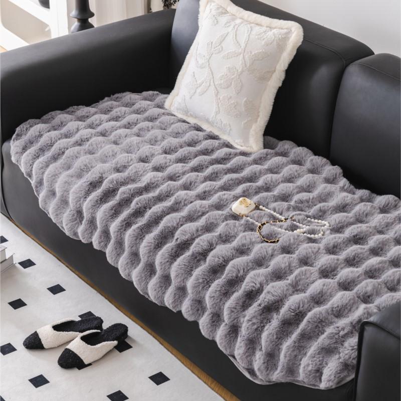 Modern Sofa Towel Thicken Rabbit Plush Irregularity Sofa Slipcover Universal Non-slip Super Soft Sofa Towel Couch Cushion
