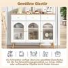 Buffet Sideboard 3 Glastüren & 3 Schubladen, Elegant Küchenschrank Kommode Flurschrank Stauraum, Wohnzimmer Esszimmer, 120cm, Weiß & Holzfarbe