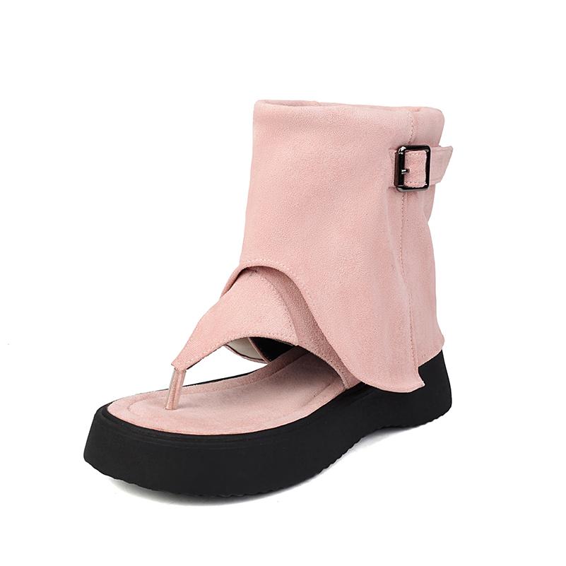 

Большого размера замшевые матовые рукава с металлической пряжкой для женских летних полусапожек, сексуальные ботильоны с открытым носком 39 розовый