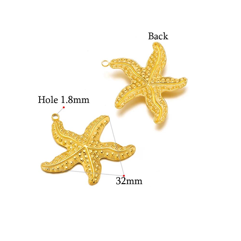 5 Stück Gold Seestern Muschel Anhänger für DIY Schmuck Zubehör Edelstahl Halsketten Anhänger Armbänder Zubehör Ohrringe Herstellung