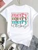 (Asian Size) Trend Letter Cute Tee Top Print New Year Clothing T Shirt Women Fashion Christmas Festival Woman Short Sleeve Graphic T-shirts