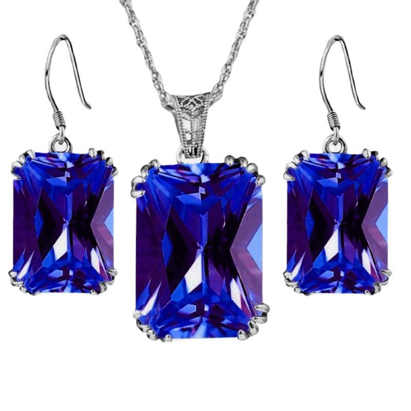 1pcs Necklace And Earrings Set, New Fashion Creative Personality Versatile Earrings Necklace Set, Women Clavicle Chain Crystal Pendant Jewelry Gift