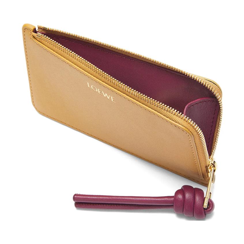 Loewe Letter Embossed Zipper Wallet Napa Leather Women Wallet Desert-Yellow Deep-Red CEM1Z40X02-6743