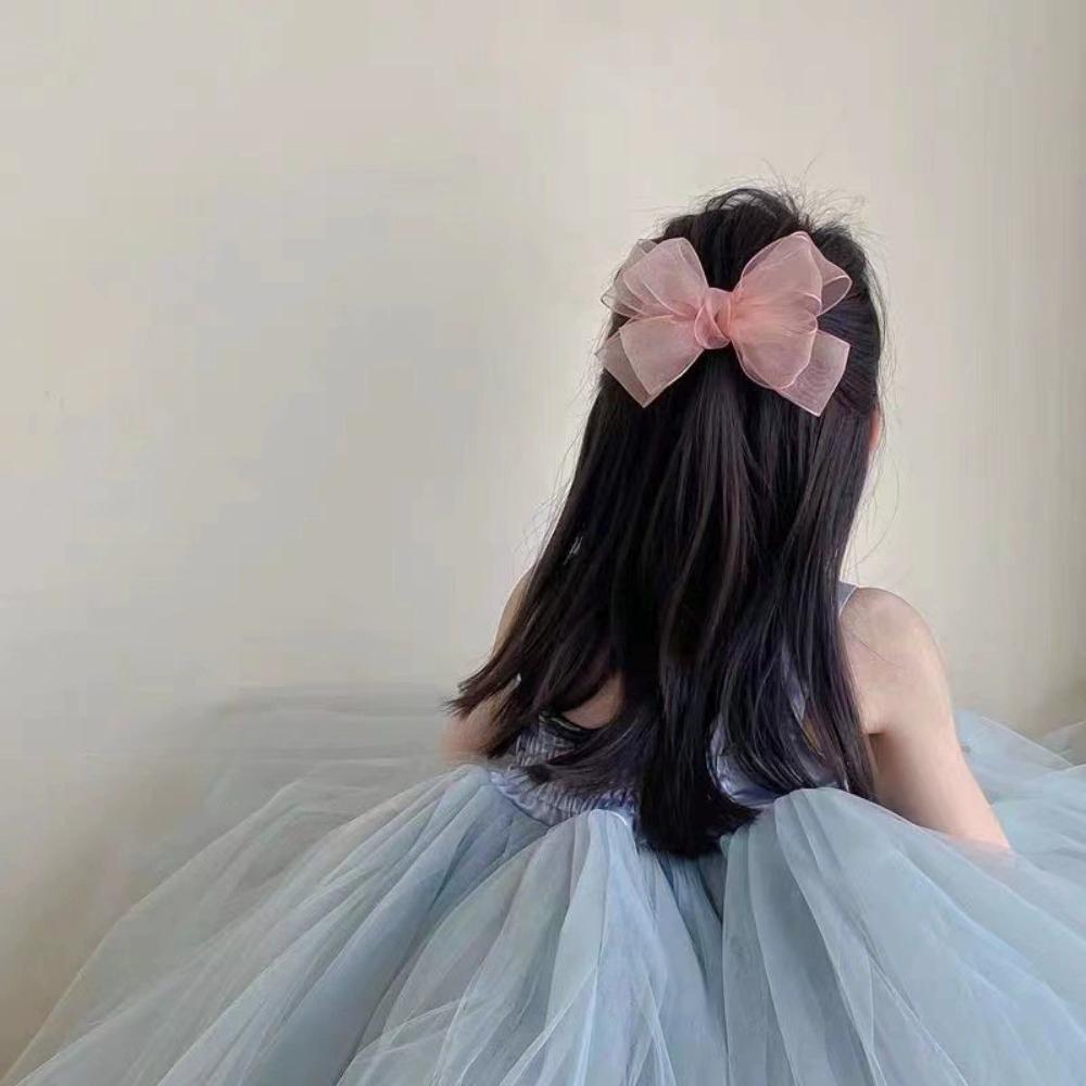 Korean Mesh Gauze Bow Baby Hairpins Fairy Princess Girl Back Head Hair Clips Top Clips Side Clip Kids Headwear Bair Accessories