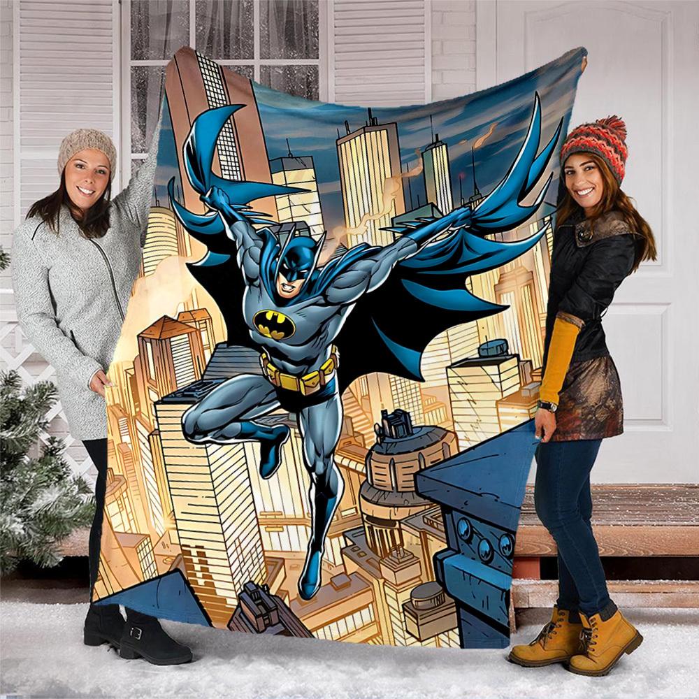 1pc Batman, Superhero Outdoor Flannel Throw Blanket Soft, Lightweight & Warm for Sofa, Office
