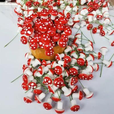Artificial Mini Mushroom DIY Craft Garden Ornament Artificial Foam Potted Plants Decor Red Mushroom Micro Landscape Pots Decor