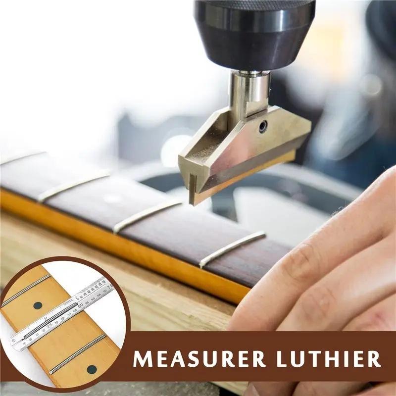 Pins Clean Cutter Stainless Steel Guitar Nut Slot Cutter Measuring Ruler Guitar Repair Tool Set