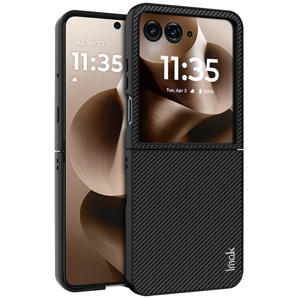 IMAK Ruiyi Series for Motorola Razr 60 Ultra 5G Case Carbon Fiber Texture Leather+PC Phone Cover