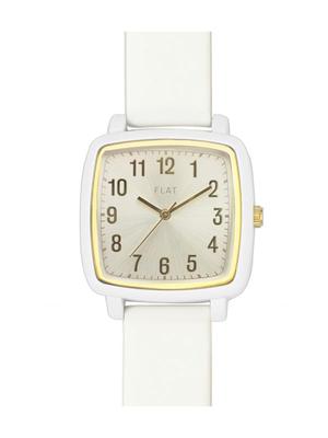 [Folgen] Uhr FLACH Quadratisch Gummiarmbanduhr N02219S-1 WH Damen Weiß