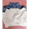 Giacca in denim alla moda da donna con colori a contrasto, cappotto patchwork primaverile-autunnale