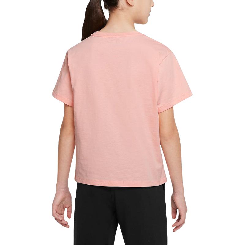 Jordan Camiseta Infantil de Manga Curta com Gola Redonda e Estampa de Logotipo de Letra, Tops para Crianças, Coral Descolorido DX7341-697