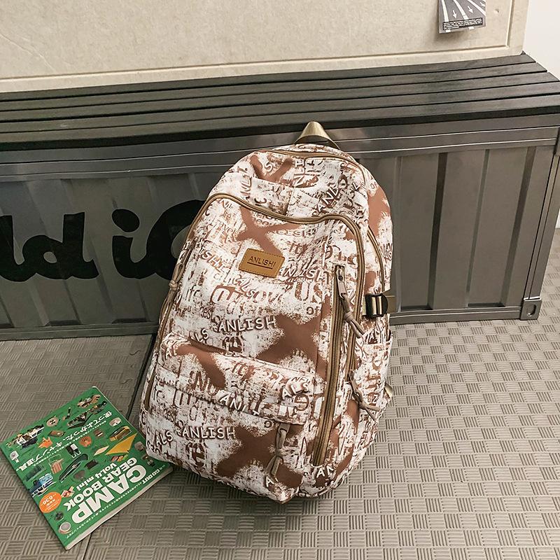 Школьный рюкзак для кампуса мужской старшеклассник мода граффити рюкзак большой емкости японский старшеклассник студент колледжа рюкзак для компьютера