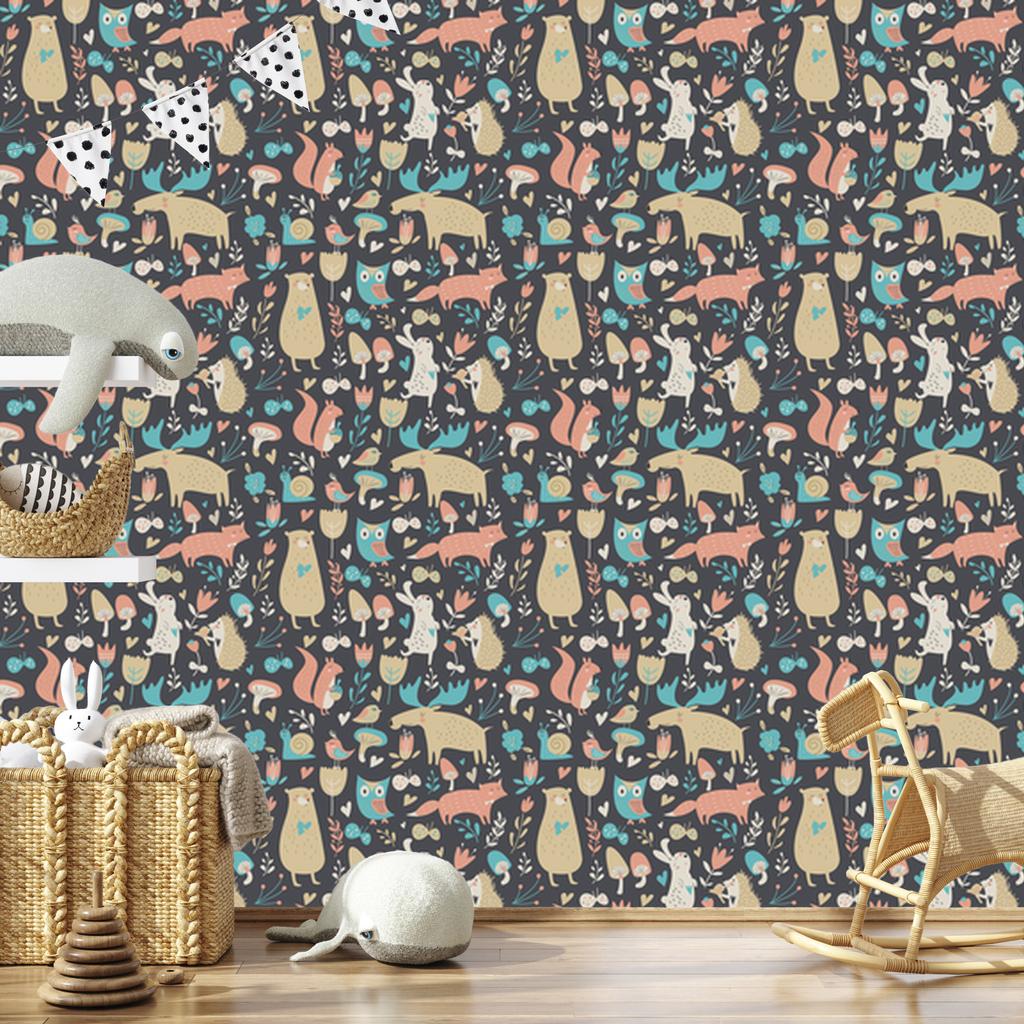 Forest Animals and Plants Wallpaper for Living Room and Bedroom 50x1000