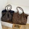 Leopard Print Suede Double-sided Shoulder Bags for Women Versatile Large Capacity Ladeis Tote Autumn Vintage Female Handbags