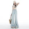 Women's Light Double-Button High-Waisted Wide-Leg Flare Jeans 2026 Summer