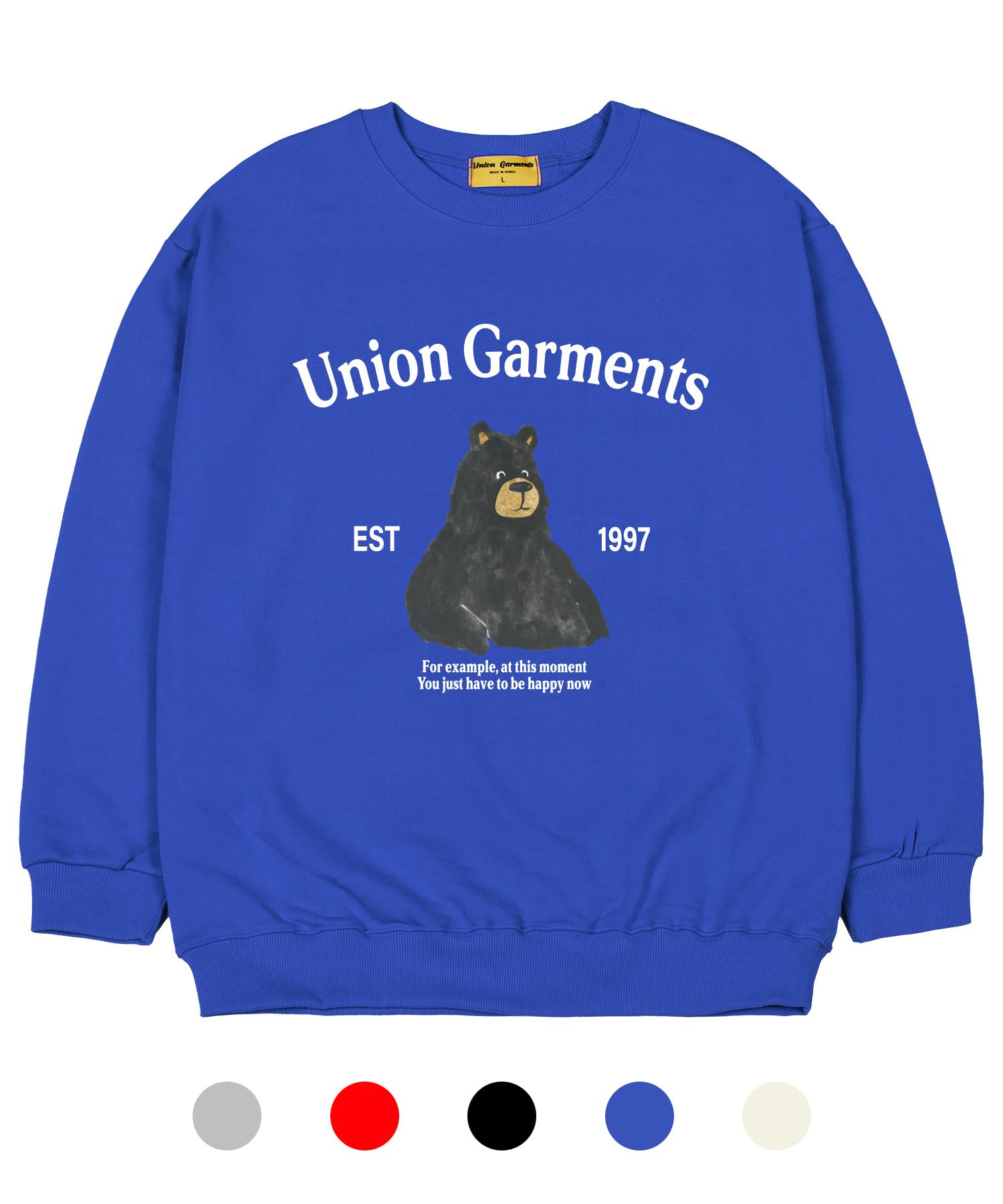 Union Garments [С подкладкой из флиса] Черный Медведь Оверсайз Свитшот Black/Xl