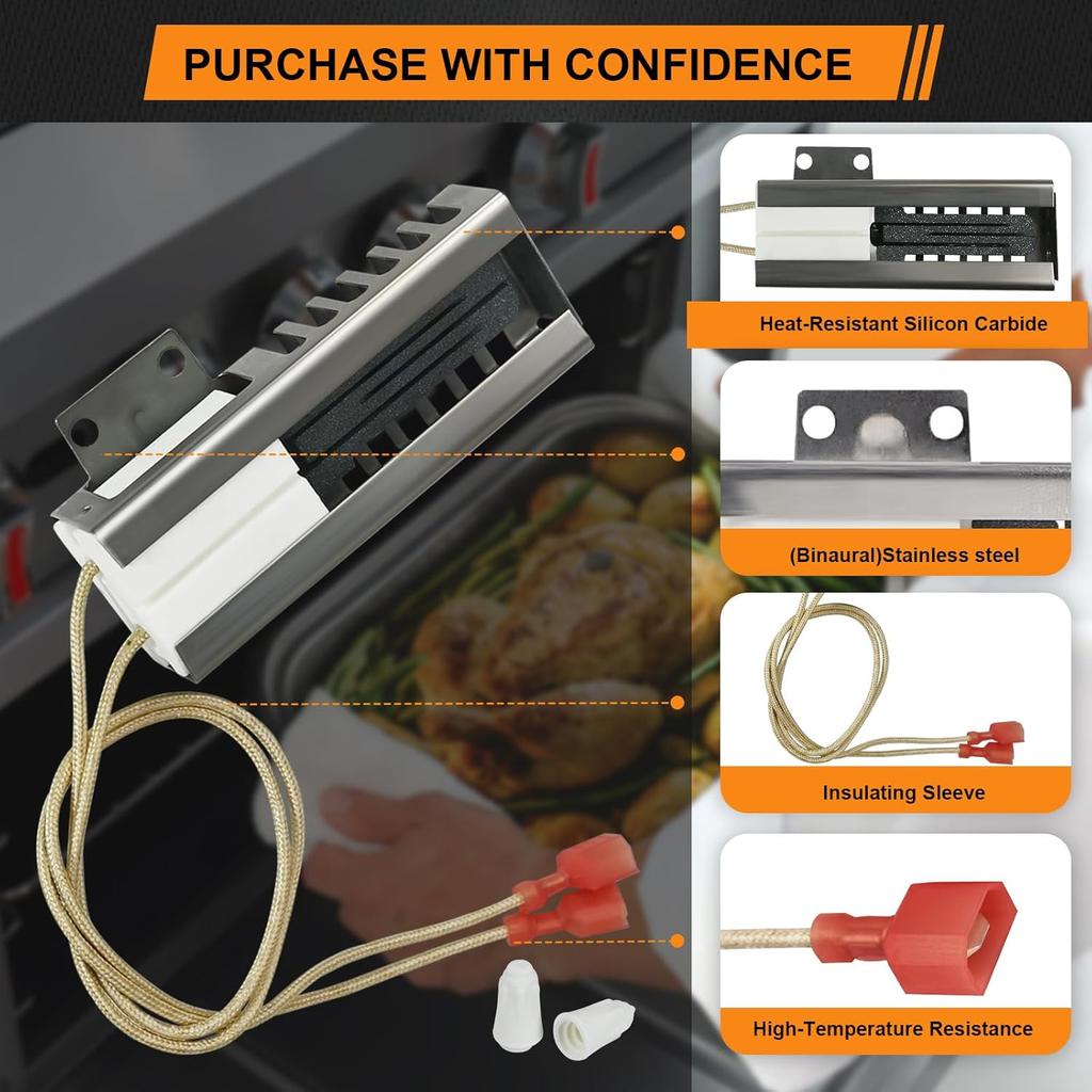 SGR2431 00492431 00487383 oven igniter for Bosch Thermador Gas Range Flat Ignitor, Replaces 1107469 AP3674290 PS3472541 EAP3472541