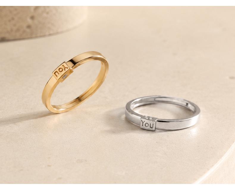 925 Sterling Silver You & Me Engraved Diamond Couple Rings - Unisex Personalized Design