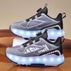 Scarpe da ginnastica Binle Bird Luminous con rotelle per bambini: Scarpe da ginnastica sportive removibili a quattro ruote per ragazzi e ragazze