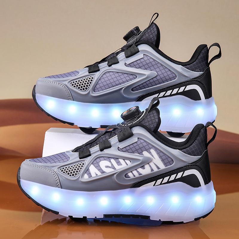 Scarpe da ginnastica Binle Bird Luminous con rotelle per bambini: Scarpe da ginnastica sportive removibili a quattro ruote per ragazzi e ragazze