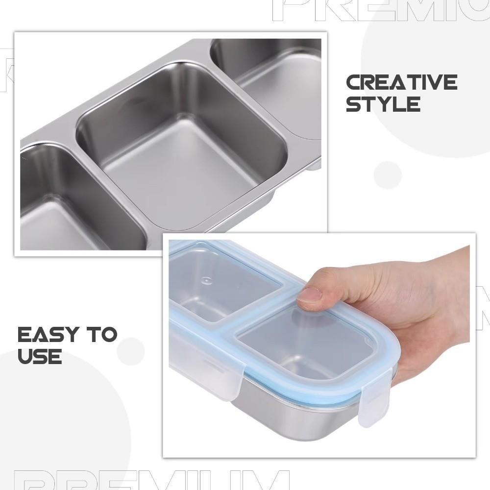 Leakproof Stainless Steel Lunch Box Reusable Fruit Food Fresh Box Seasoning Tray Camping